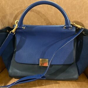Celine Trapeze Travel Blue and Black Women's Bag